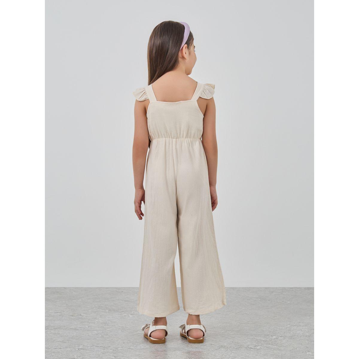 Styli Floral Embroidery Ruffle Hem Wide Leg Jumpsuit-girls-clothing-rompers-image-4