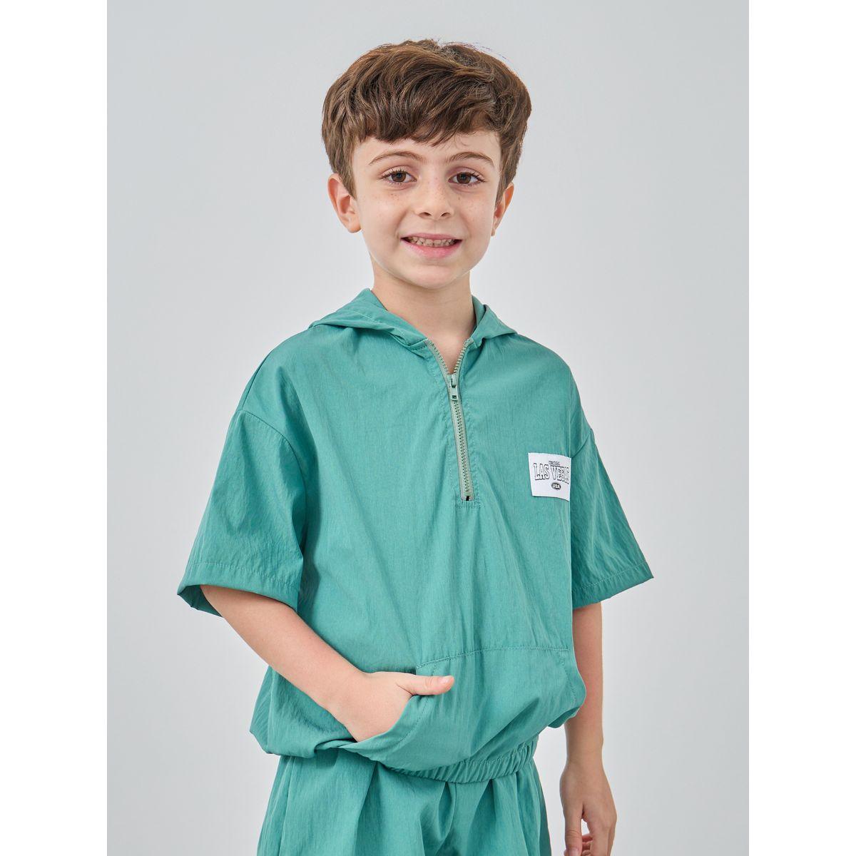 Styli Hooded Zip Front Pocket Detail Top and Shorts Set-boys-clothing-setsandcoords-image-2