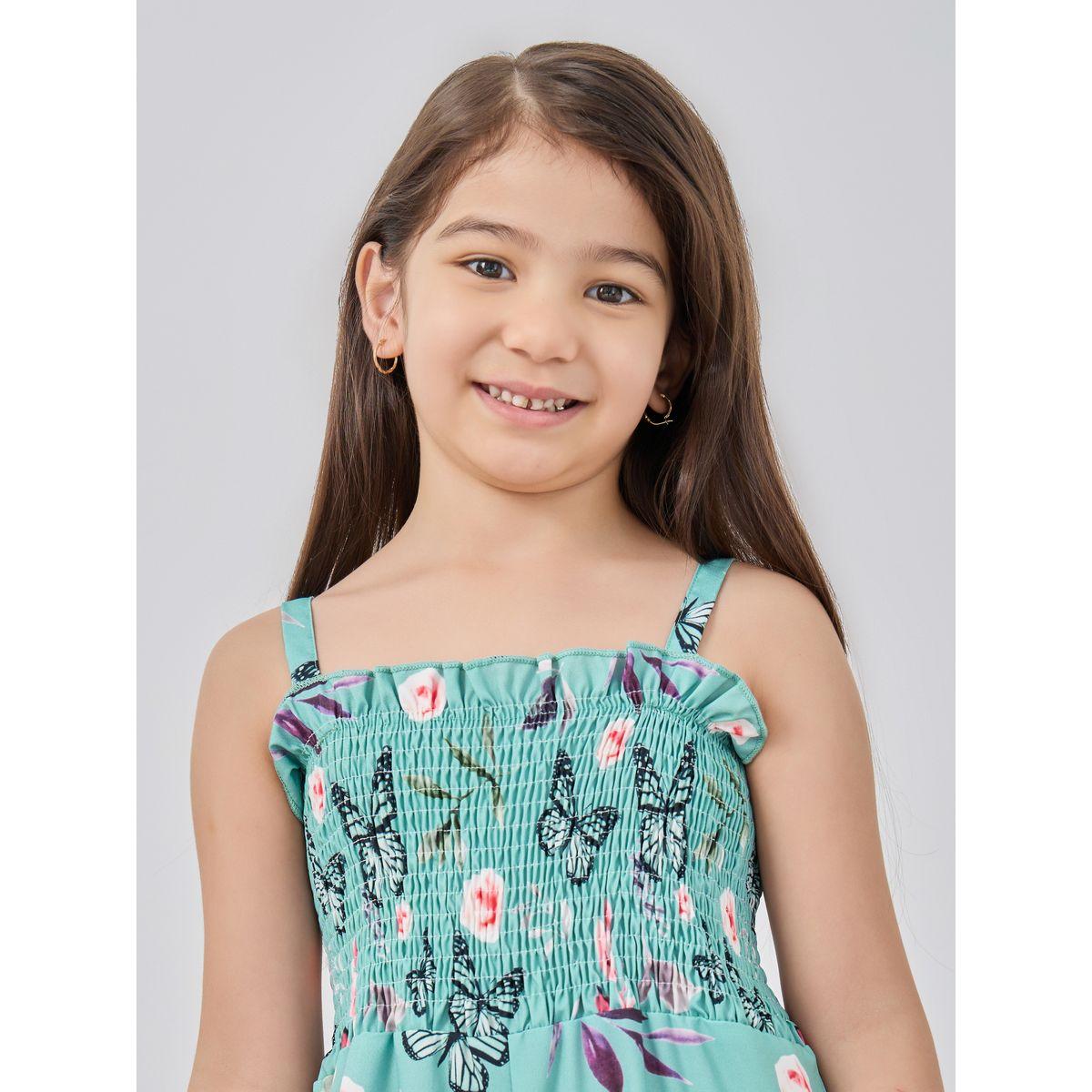 Styli Green Butterfly Print Cami Wide Leg Jumpsuit-girls-clothing-rompers-image-3