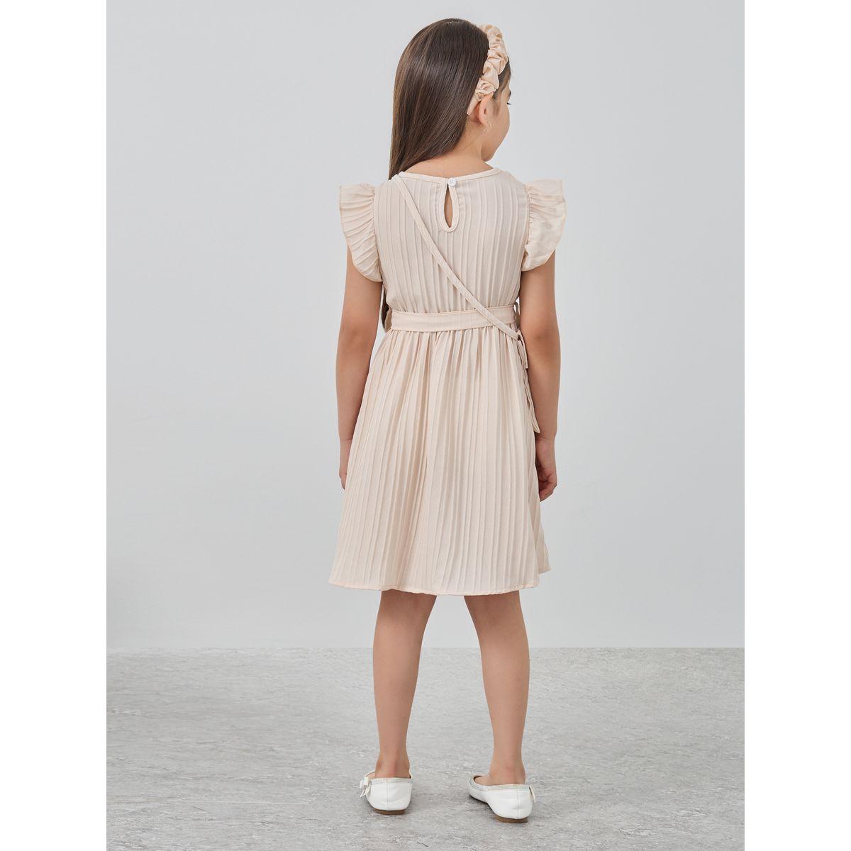 Styli Textured Tie Belt Dress with Sling Bag-girls-clothing-dressesandjumpsuits-image-4