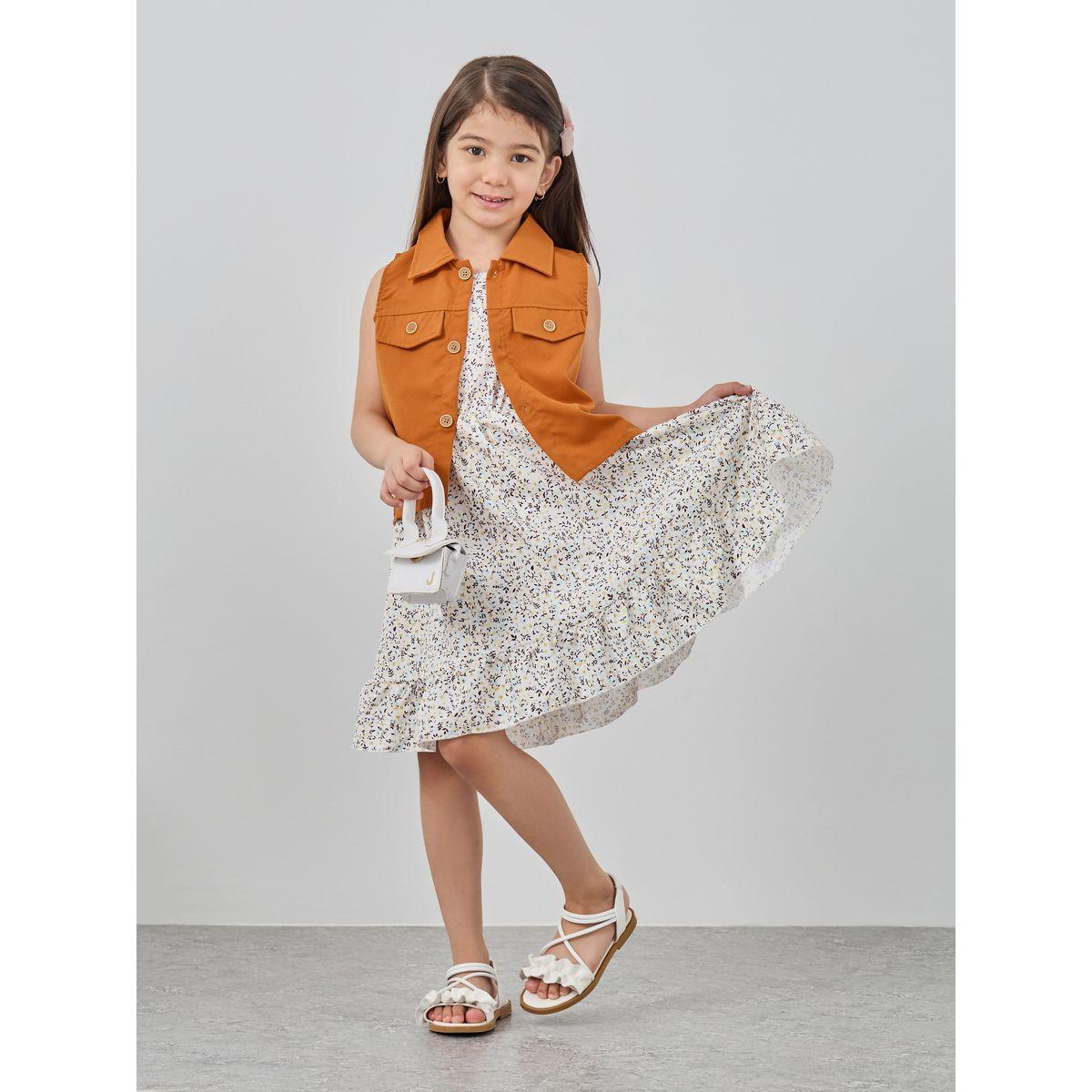 فستان بطبعة زهور مع معطف-girls-clothing-setsandcoords-image-1