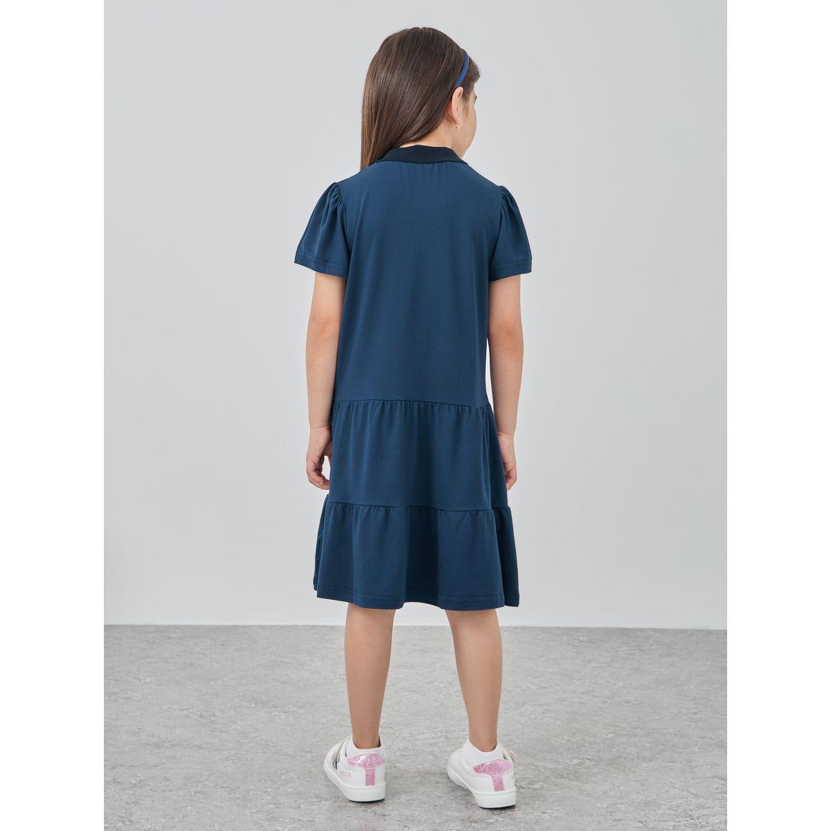 Styli Solid Polo Collar Tiered Dress-girls-clothing-dressesandjumpsuits-image-5