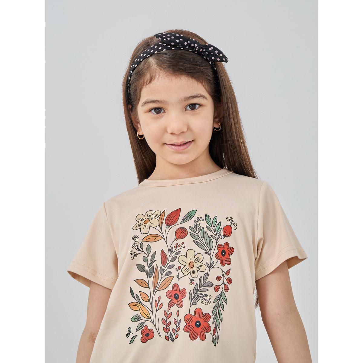طقم من شورت وتيشيرت بطبعة زهور-girls-clothing-setsandcoords-image-3