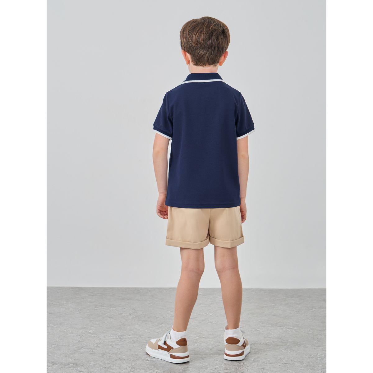 طقم من شورت وتيشيرت بولو بتفاصيل فيونكة-boys-clothing-setsandcoords-image-6