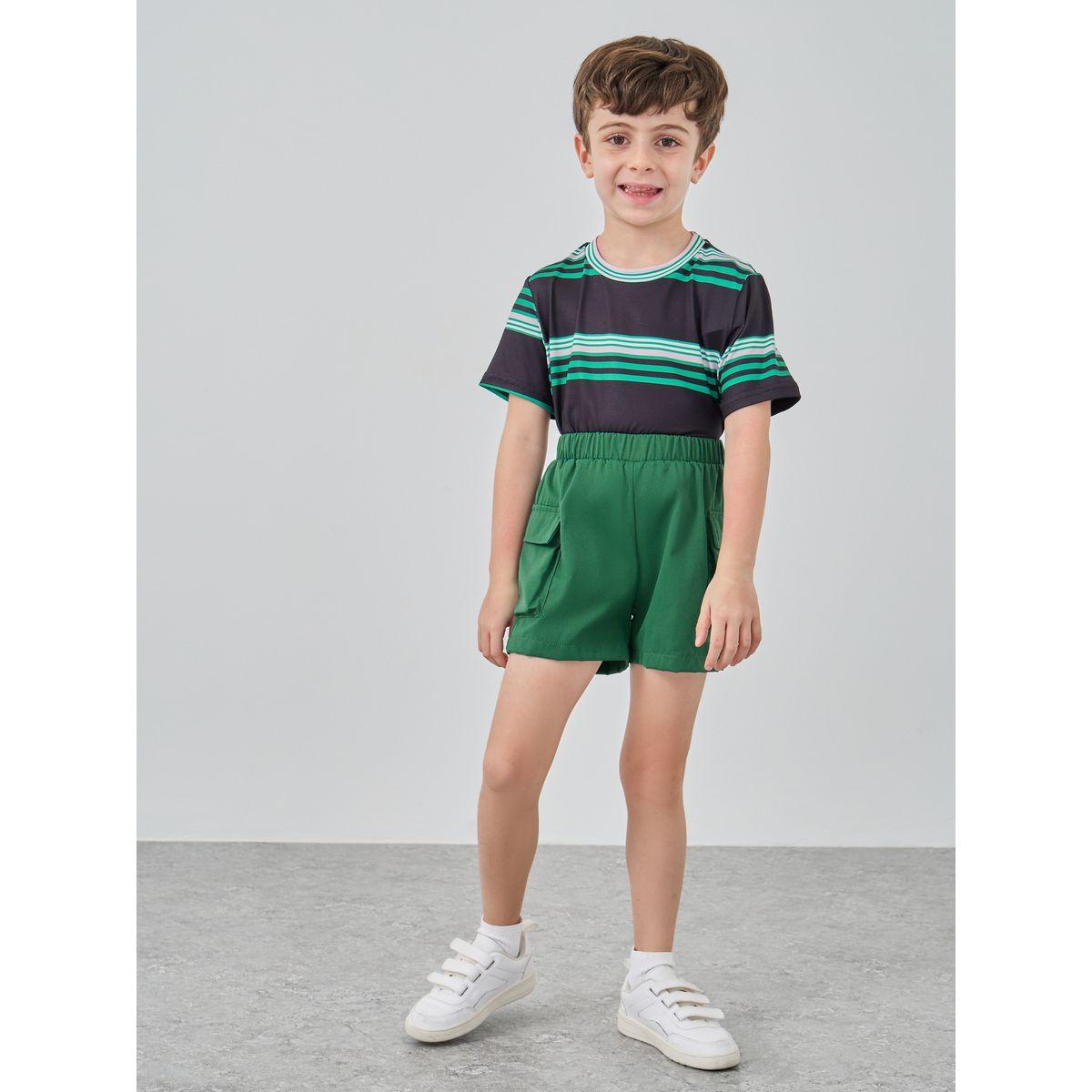 Styli Striped T-Shirt and Cargo Shorts Set-boys-clothing-setsandcoords-image-2