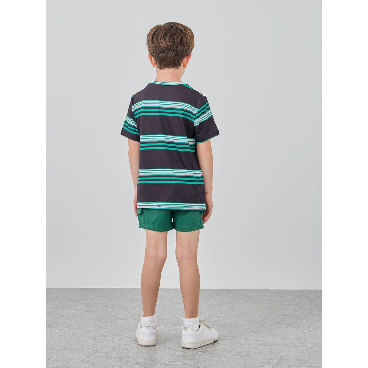 Styli Striped T-Shirt and Cargo Shorts Set-boys-clothing-setsandcoords-image-6