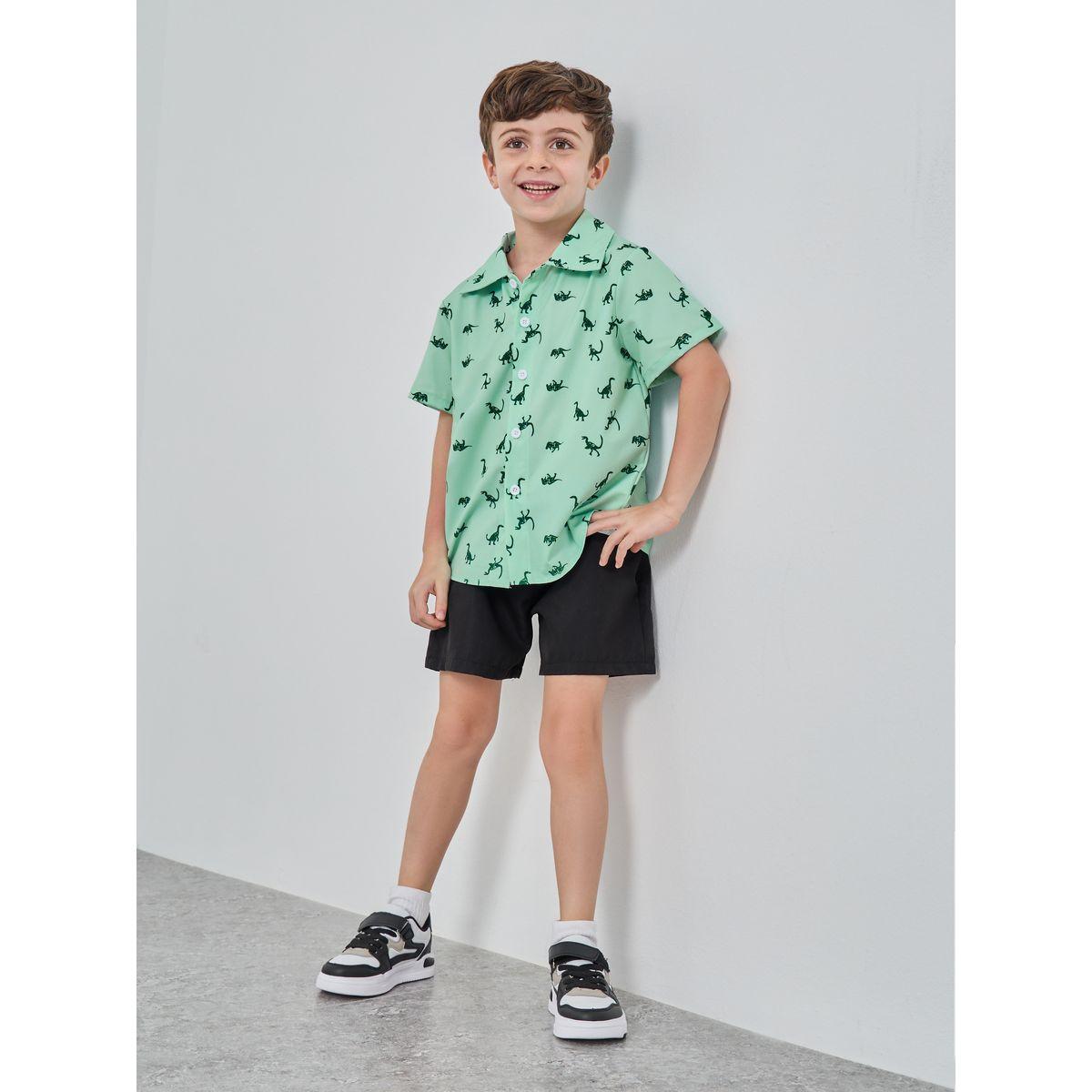 Styli Dinosaur Print Shirt and Shorts Set-boys-clothing-setsandcoords-image-1