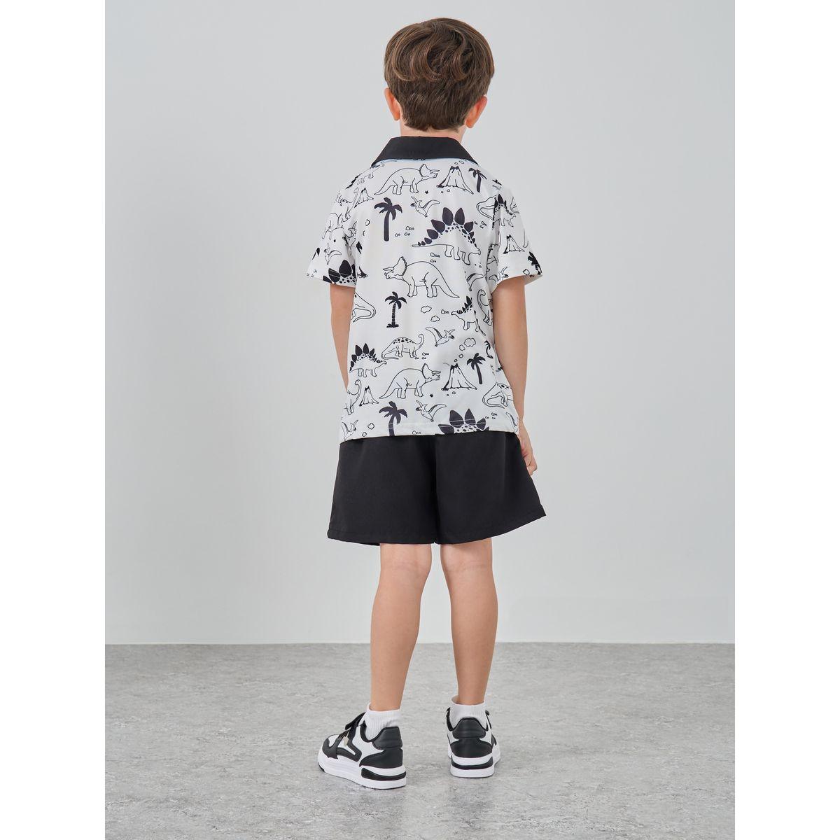 Styli Dinosaur Print Polo T-Shirt and Shorts Set-boys-clothing-setsandcoords-image-6
