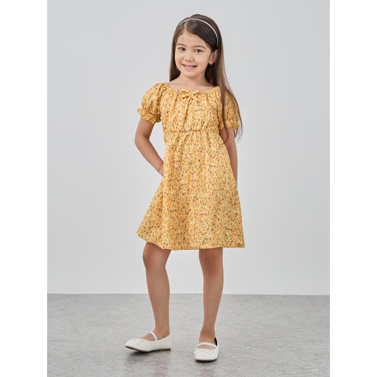 فستان بطبعات صغيرة مع ياقة دائرية-girls-clothing-dressesandjumpsuits-image-2