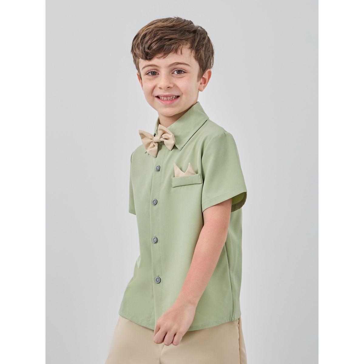 Styli Button Front Bow Detail Shirt and Shorts Set-boys-clothing-setsandcoords-image-3