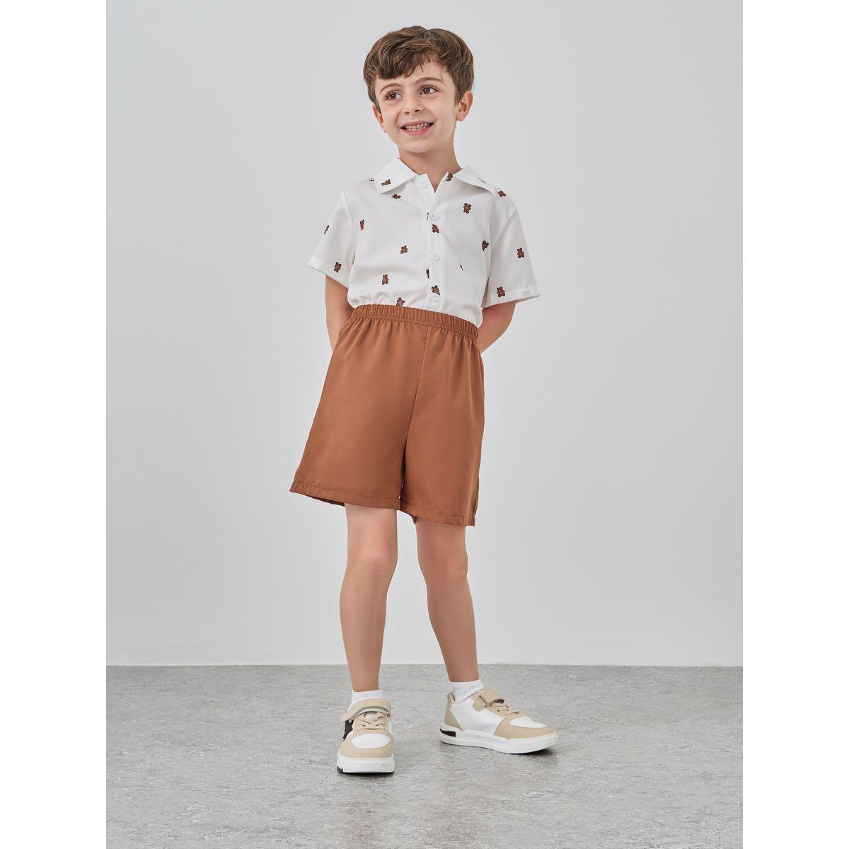 Styli Teddy Bear Print Shirt and Shorts Set-boys-clothing-setsandcoords-image-2