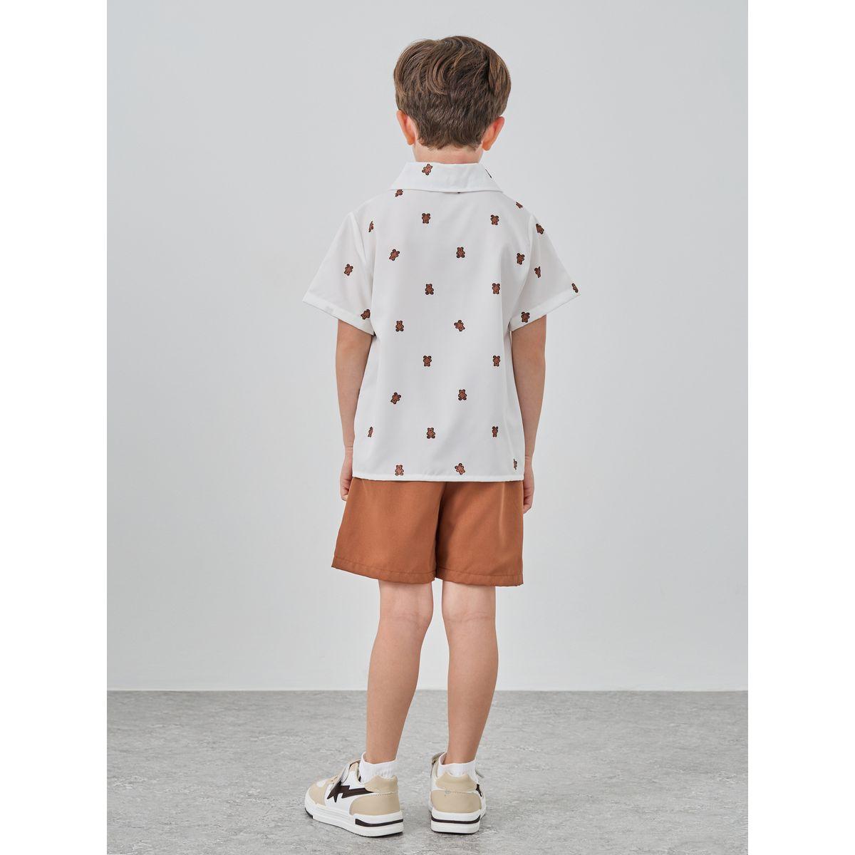 طقم من شورت وقميص بطبعة دب-boys-clothing-setsandcoords-image-6