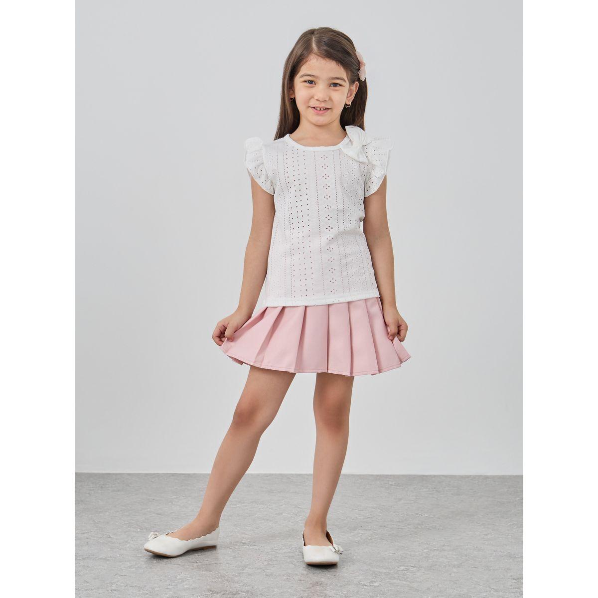 Styli Schiffli Bow Detail Top-girls-clothing-blousesandshirts-image-2