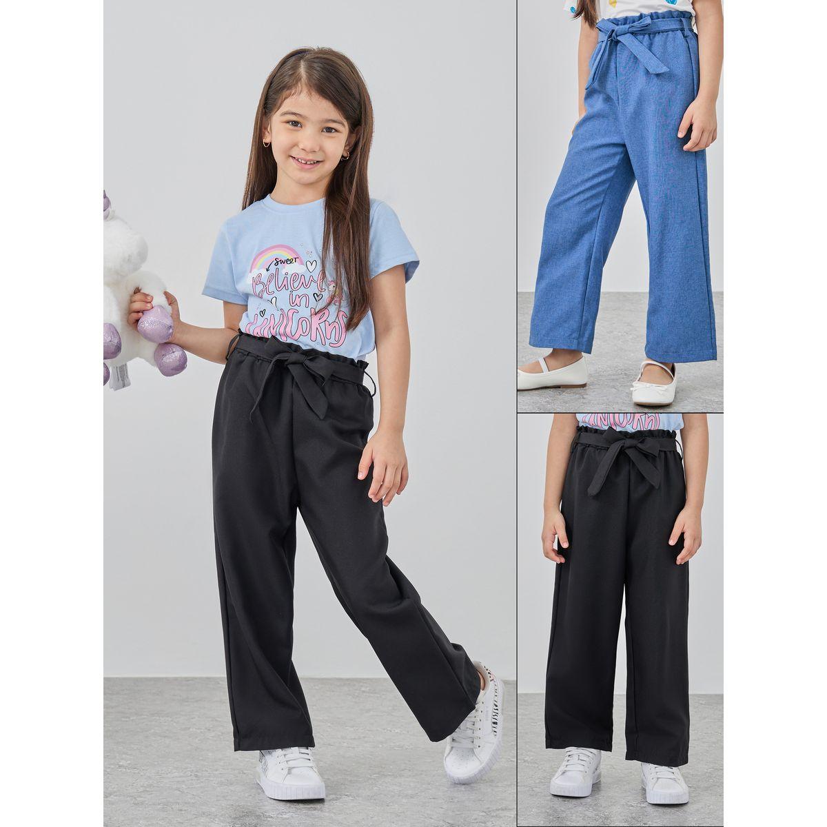 Styli Pack of 2 - Solid Elastic Waist Straight Leg Pants-girls-clothing-bottoms-trousers-image-1