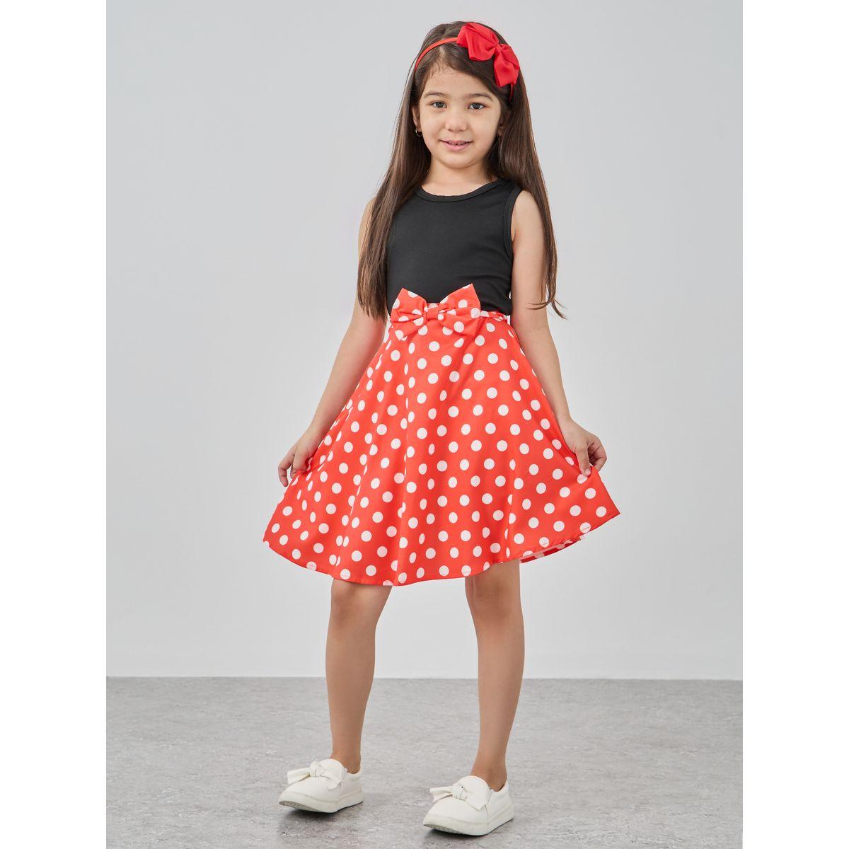 Styli Bow Detail Polka Dot Print Dress-girls-clothing-dressesandjumpsuits-image-2