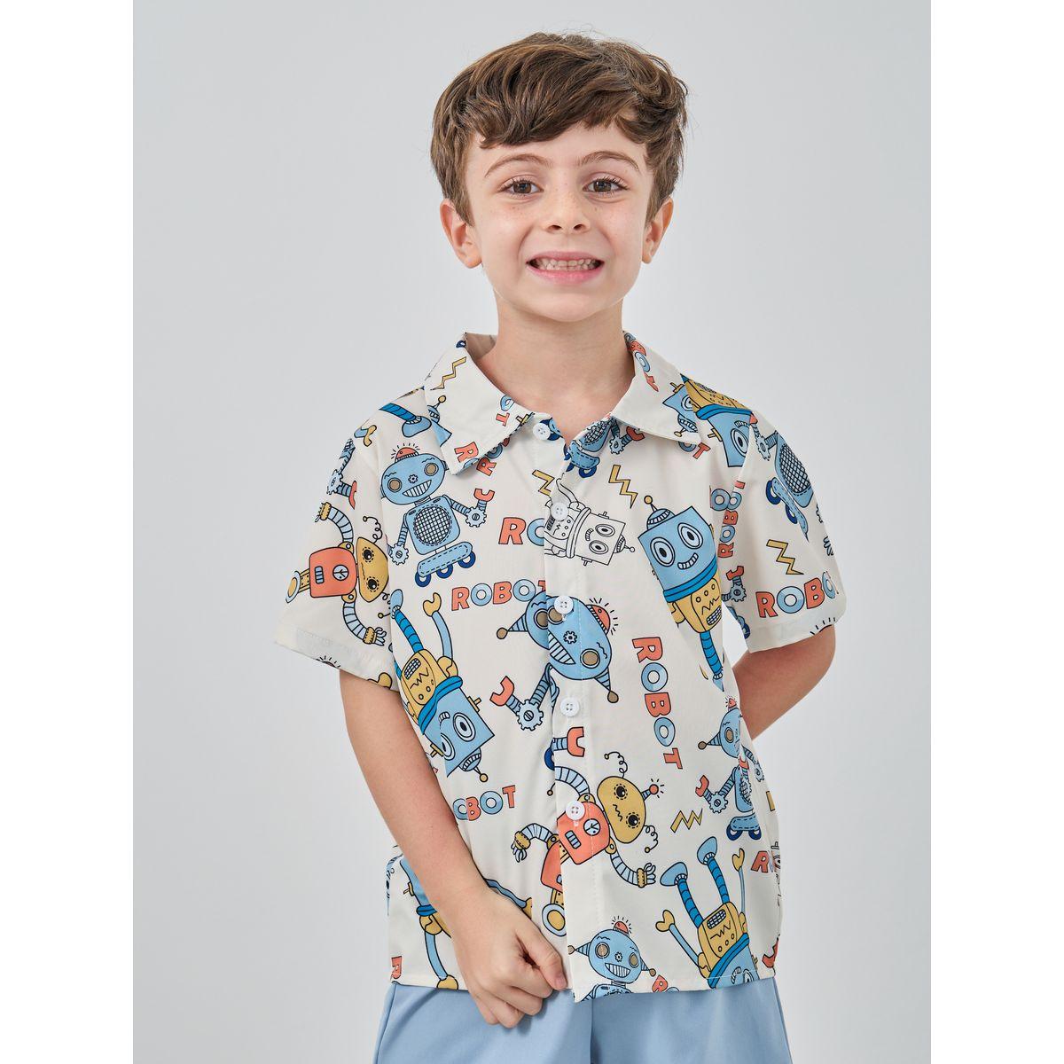 Styli Robot Graphic Print Shirt and Shorts Set-boys-clothing-setsandcoords-image-2
