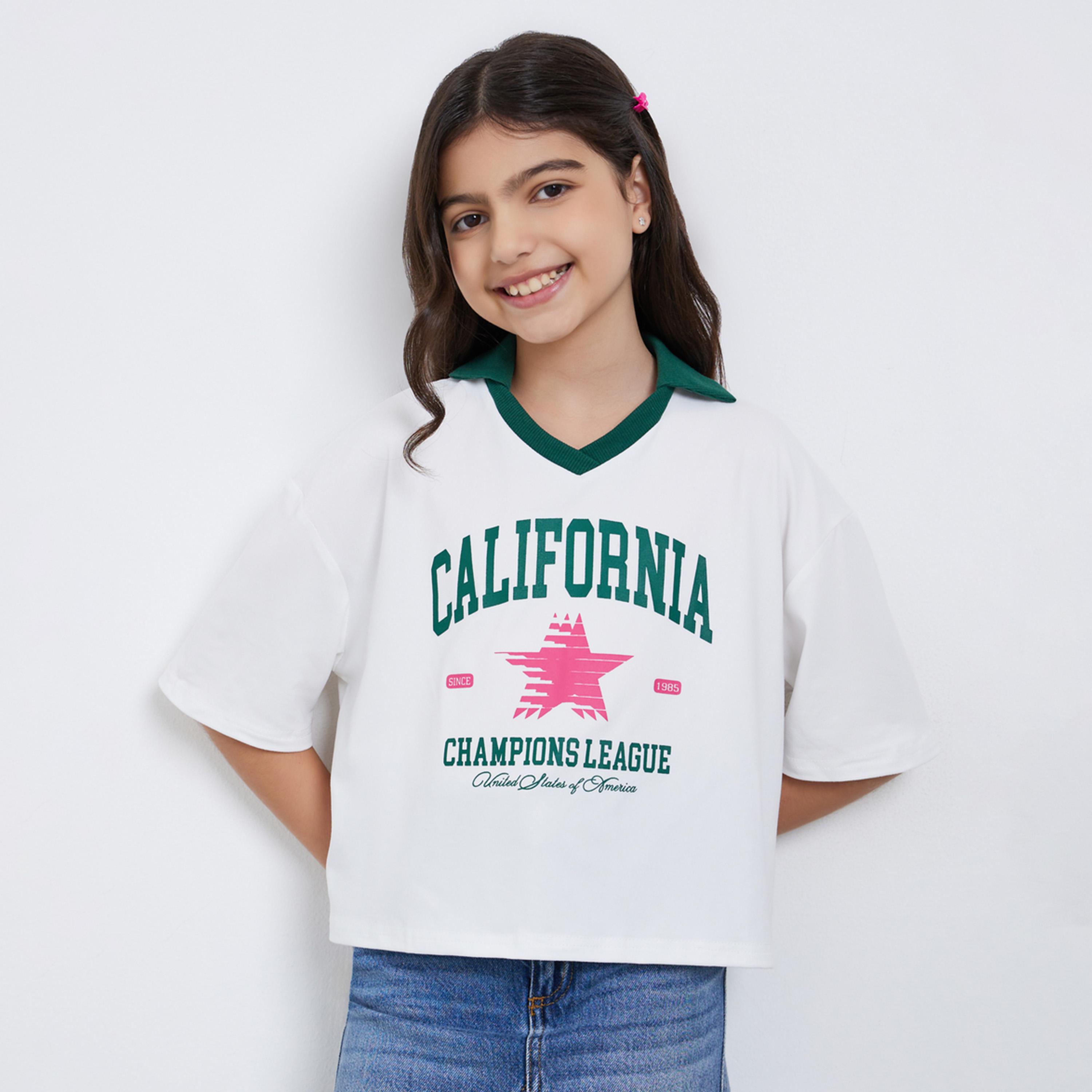 Styli Girls Teens Boxy Fit Printed Polo T-Shirt-girls-clothing-tshirts-image-1
