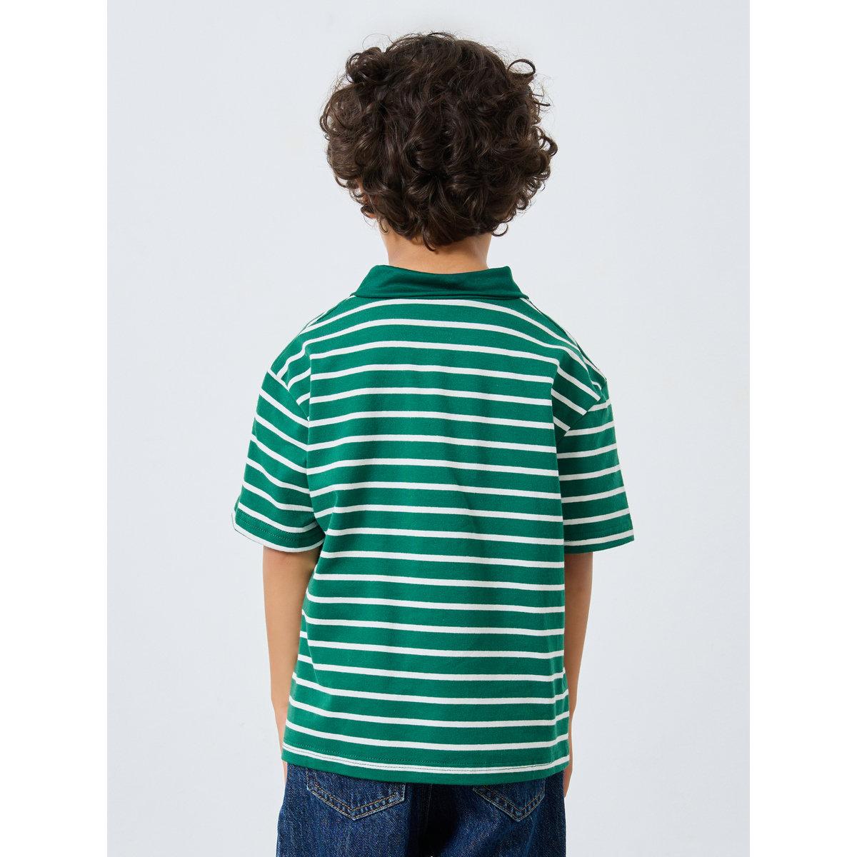 Styli Boys Dark Green Striped Polo T-Shirt-boys-clothing-tshirtsandpolos-image-4