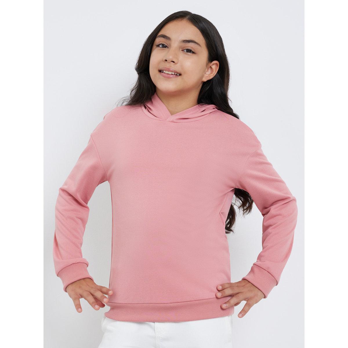 Styli Teen Pink Relaxed Fit Solid Hoodie-girls-clothing-sweatshirts-image-1