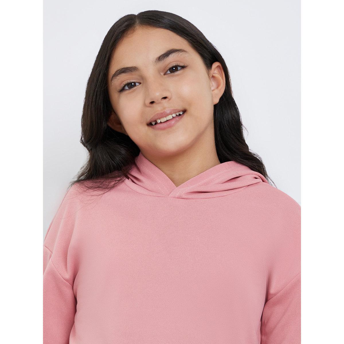 Styli Teen Pink Relaxed Fit Solid Hoodie-girls-clothing-sweatshirts-image-3