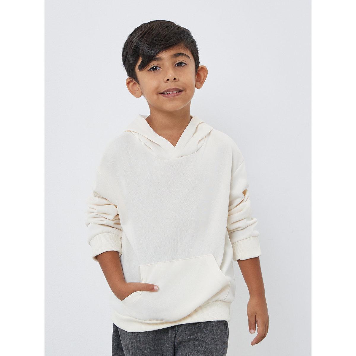 Styli Boys Off White Relaxed Fit Hoodie with Front Pocket-boys-clothing-winterwear-sweatshirts-image-1