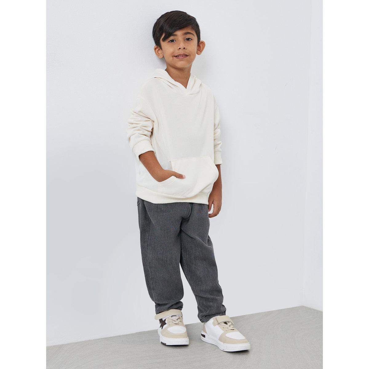 Styli Boys Off White Relaxed Fit Hoodie with Front Pocket-boys-clothing-winterwear-sweatshirts-image-2