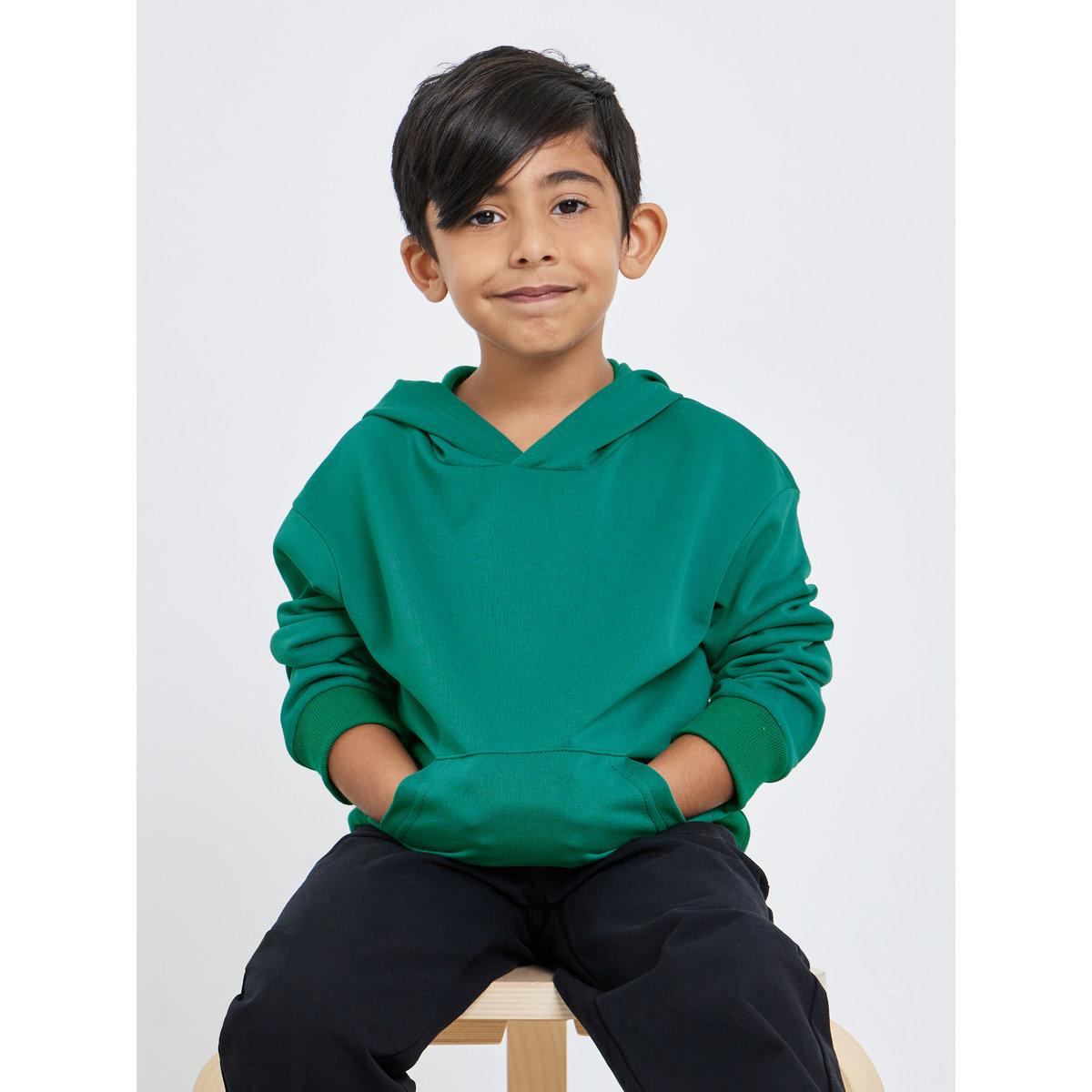 Styli Boys Dark Green Relaxed Fit Hoodie with Front Pocket-boys-clothing-winterwear-sweatshirts-image-1