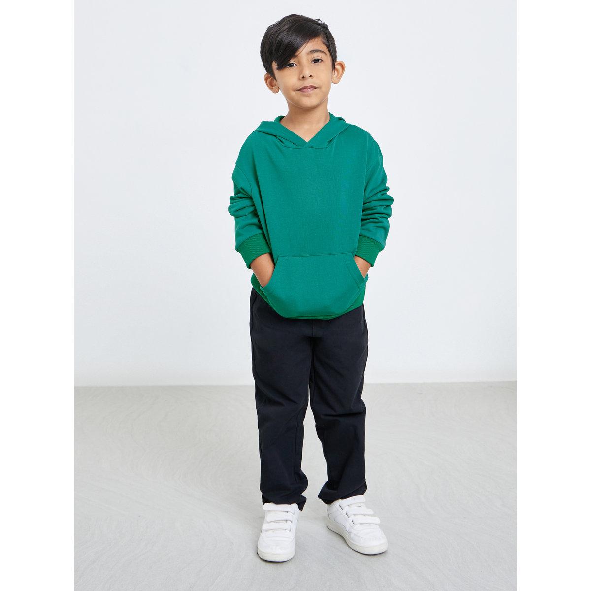 Styli Boys Dark Green Relaxed Fit Hoodie with Front Pocket-boys-clothing-winterwear-sweatshirts-image-2