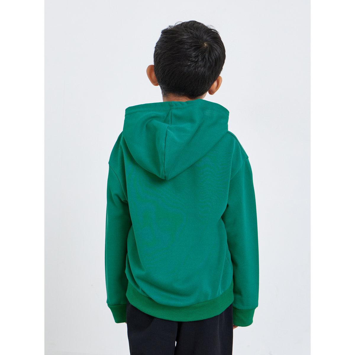 Styli Boys Dark Green Relaxed Fit Hoodie with Front Pocket-boys-clothing-winterwear-sweatshirts-image-4