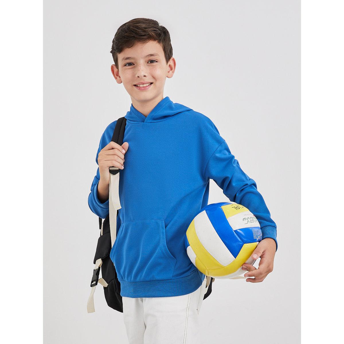 Styli Teen Blue Relaxed Fit Hoodie with Front Pocket-boys-clothing-winterwear-sweatshirts-image-1