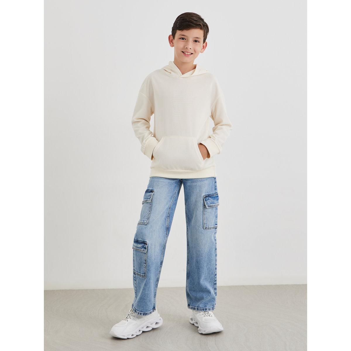 هودي بقصة مريحة مع تفاصيل جيب أمامي-boys-clothing-winterwear-sweatshirts-image-2