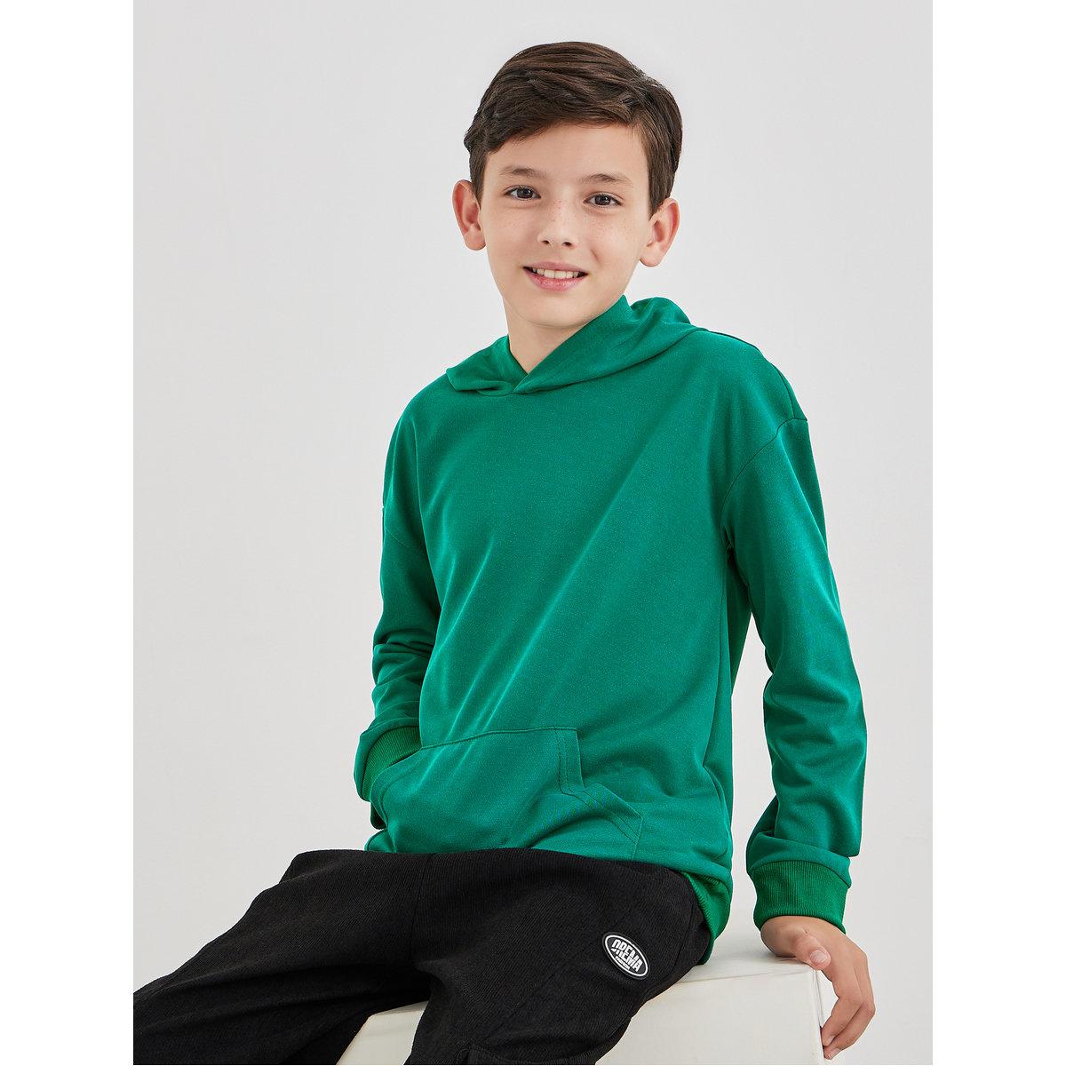 Styli Teen Green Relaxed Fit Hoodie with Front Pocket-boys-clothing-winterwear-sweatshirts-image-1