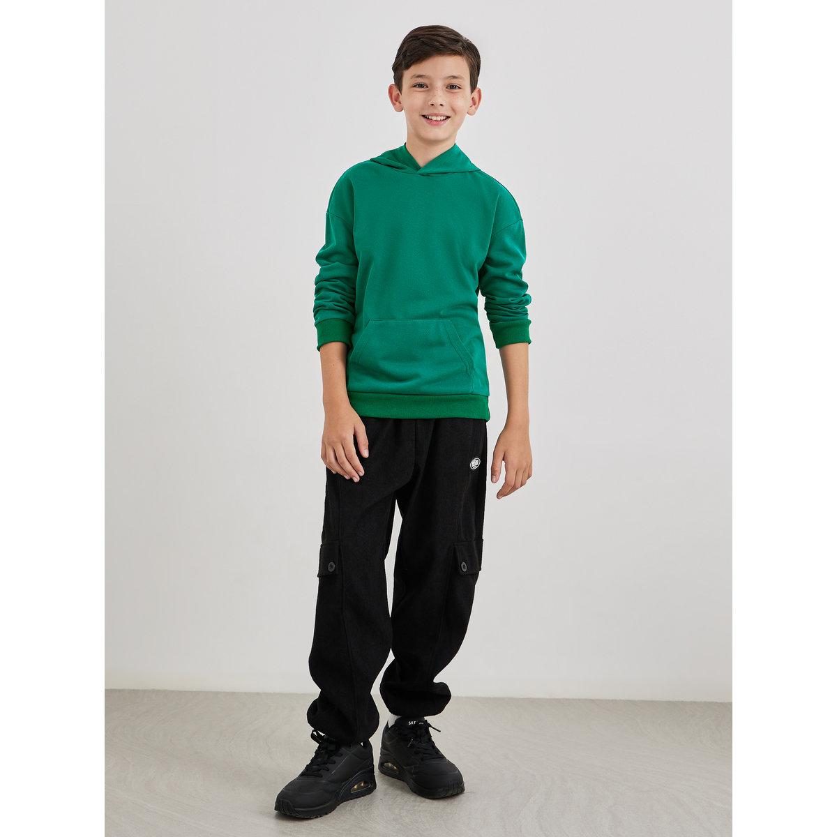 Styli Teen Green Relaxed Fit Hoodie with Front Pocket-boys-clothing-winterwear-sweatshirts-image-2