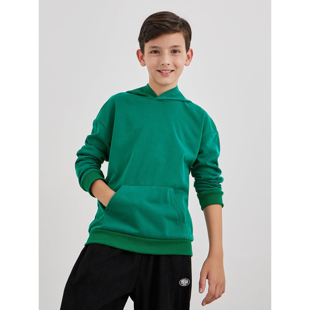 Styli Teen Green Relaxed Fit Hoodie with Front Pocket-boys-clothing-winterwear-sweatshirts-image-3