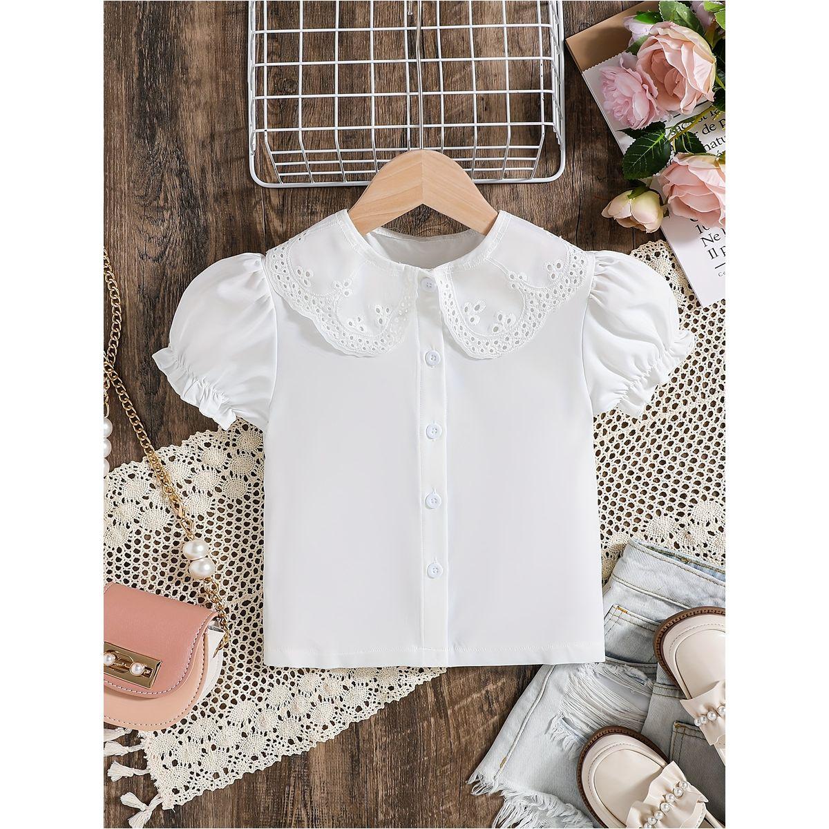 Styli Broderie Peter Pan Collar Shirt-girls-clothing-blousesandshirts-image-1
