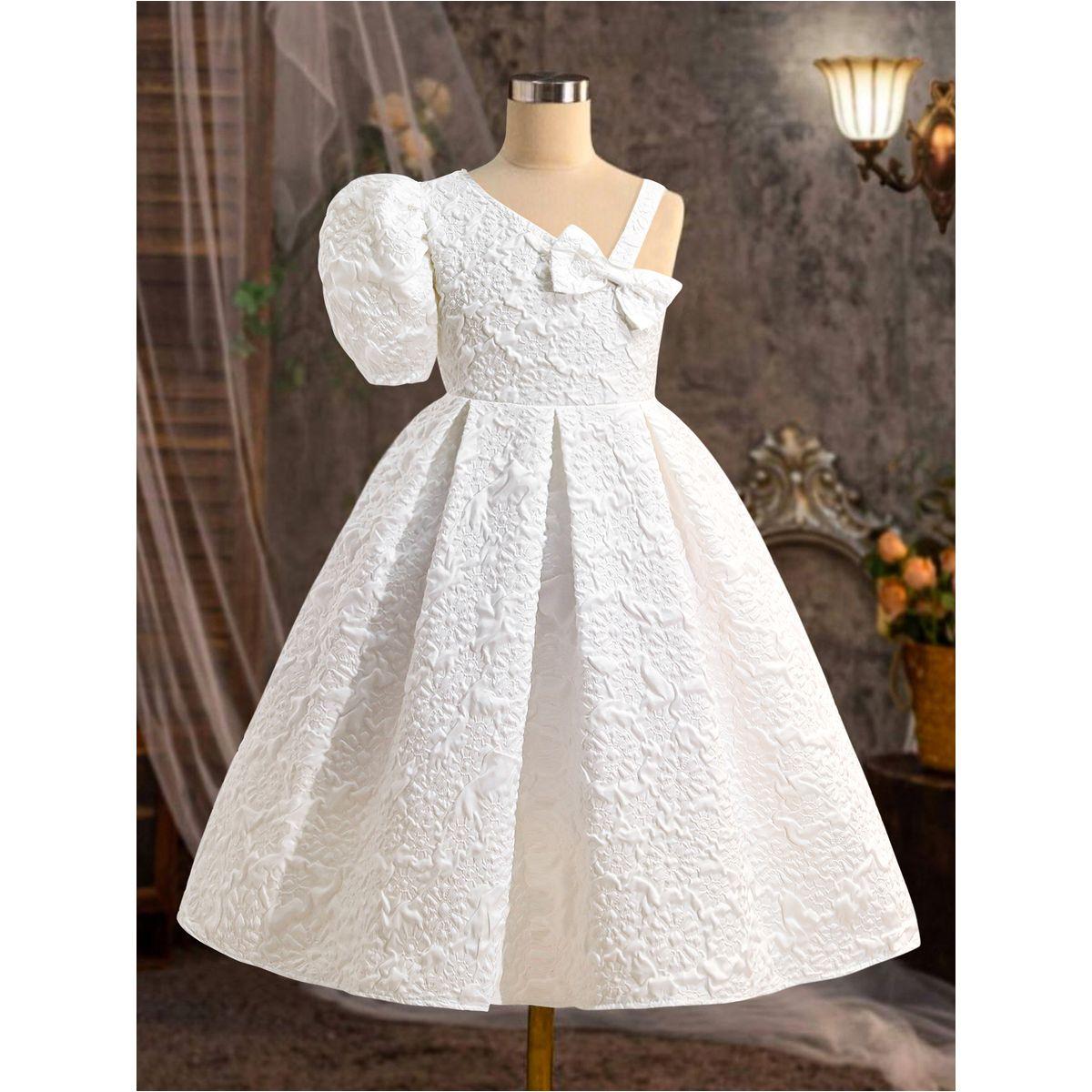 Styli One Sleeve Textured Dress with Bow Detail-girls-clothing-dressesandjumpsuits-image-1