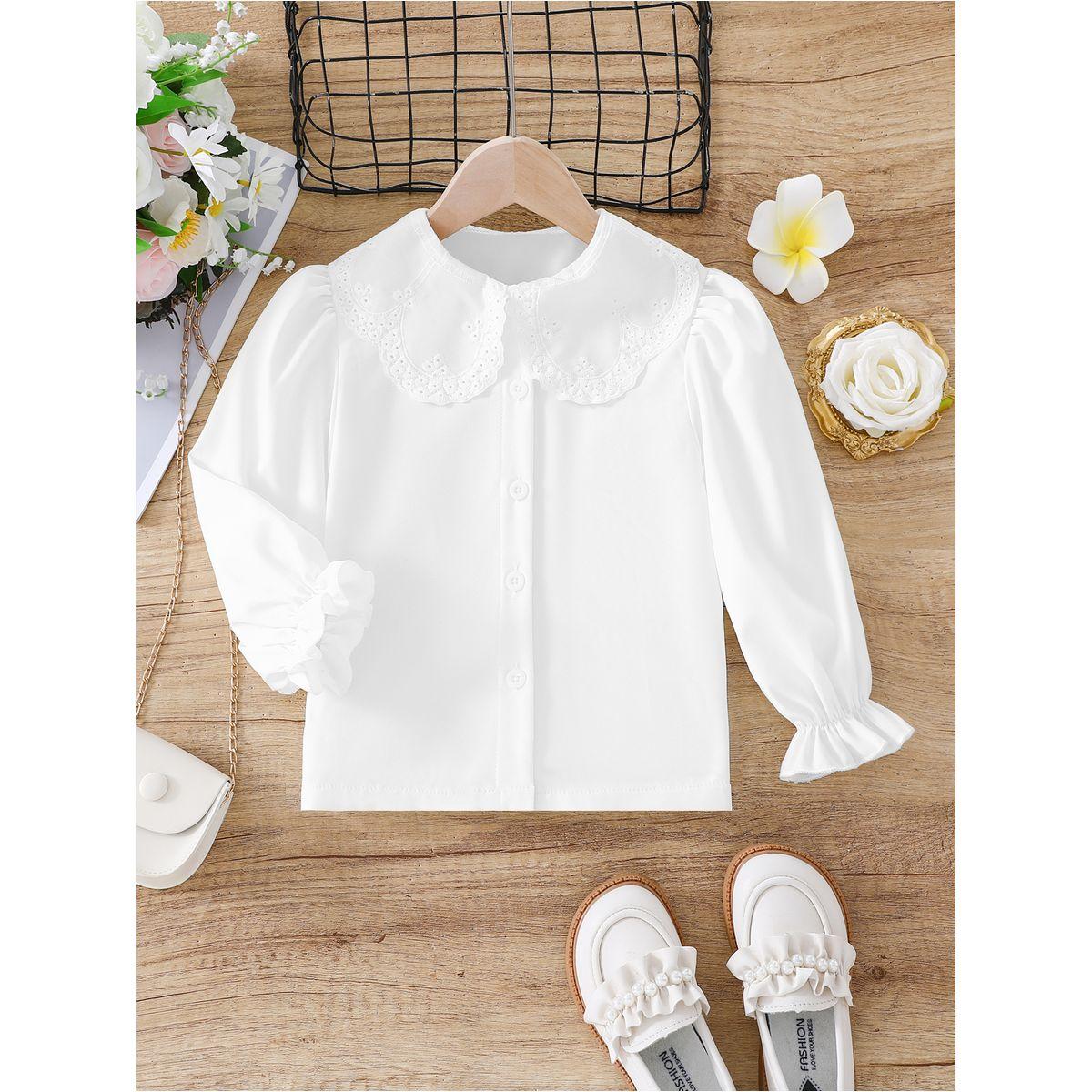 بلوزة سادة بياقة بيتر بان مع تفاصيل أزرار-girls-clothing-blousesandshirts-image-6
