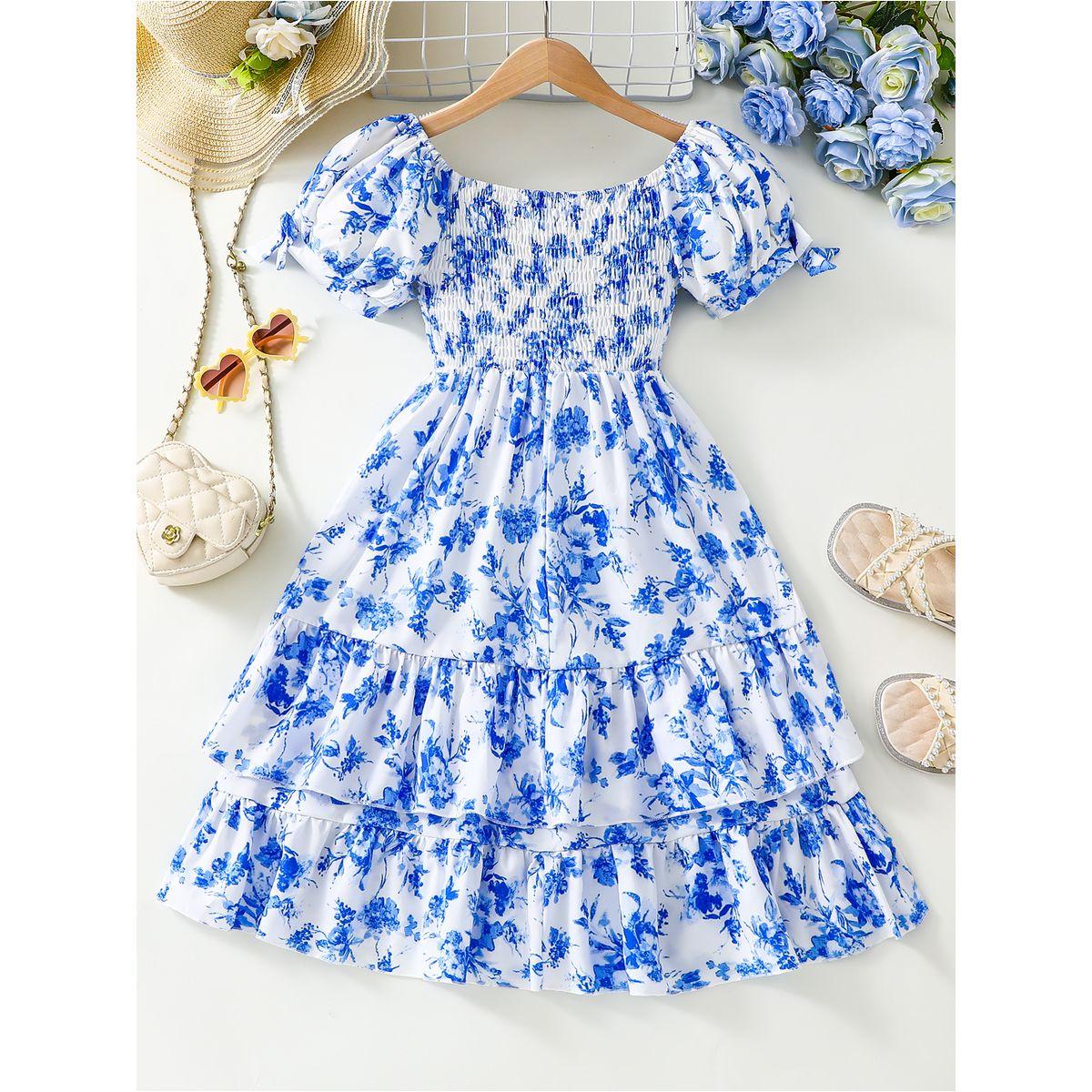 Styli Floral Print Puff Sleeve Dress with Bow Detail-girls-clothing-dressesandjumpsuits-image-2