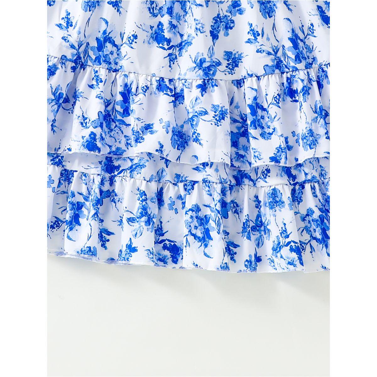 Styli Floral Print Puff Sleeve Dress with Bow Detail-girls-clothing-dressesandjumpsuits-image-6