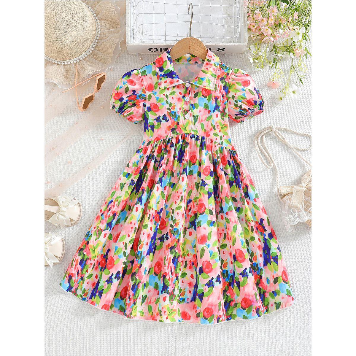 Styli All Over Print Puff Sleeve Dress-girls-clothing-dressesandjumpsuits-image-1