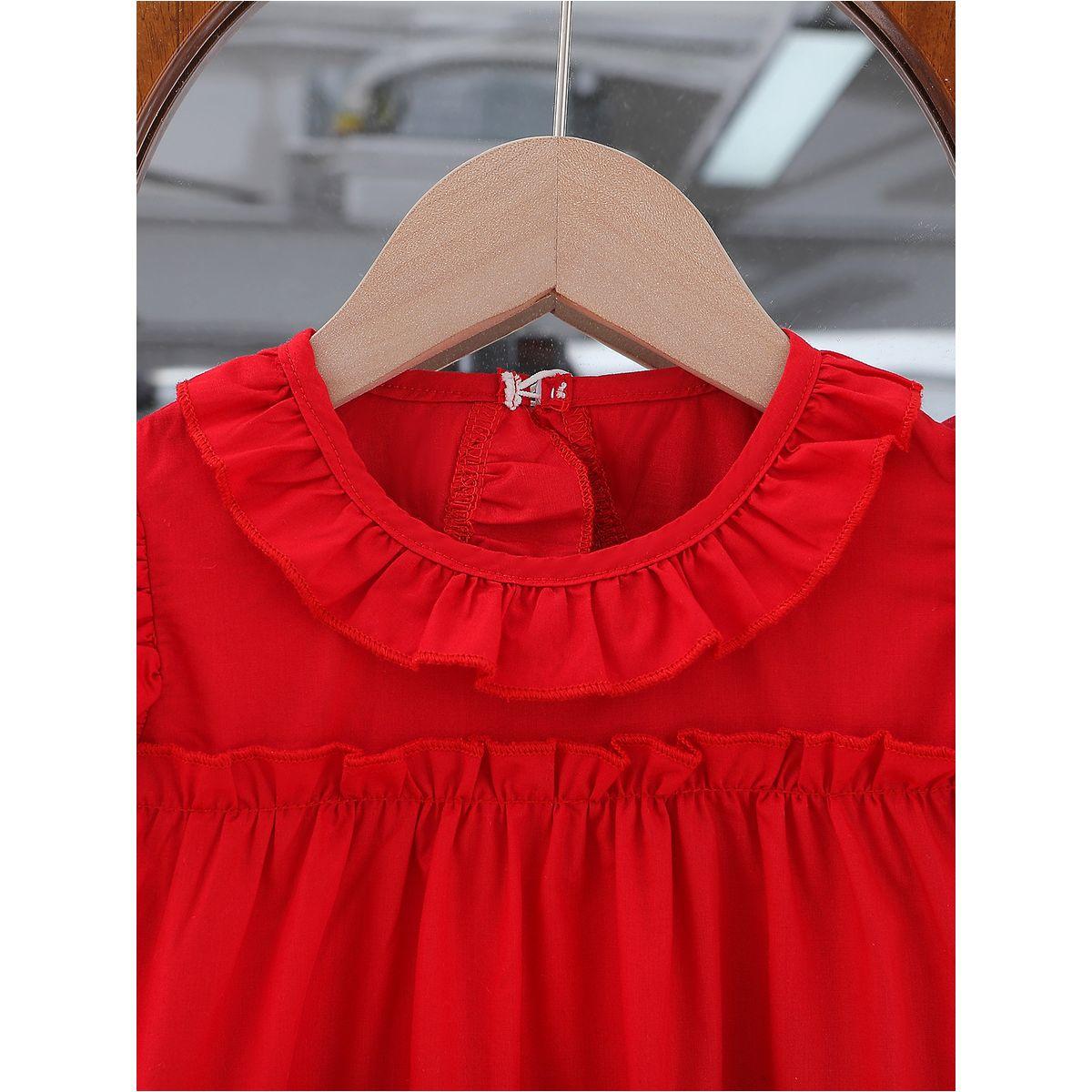 Styli Solid Round Neck Ruffled Dress-girls-clothing-dressesandjumpsuits-image-3
