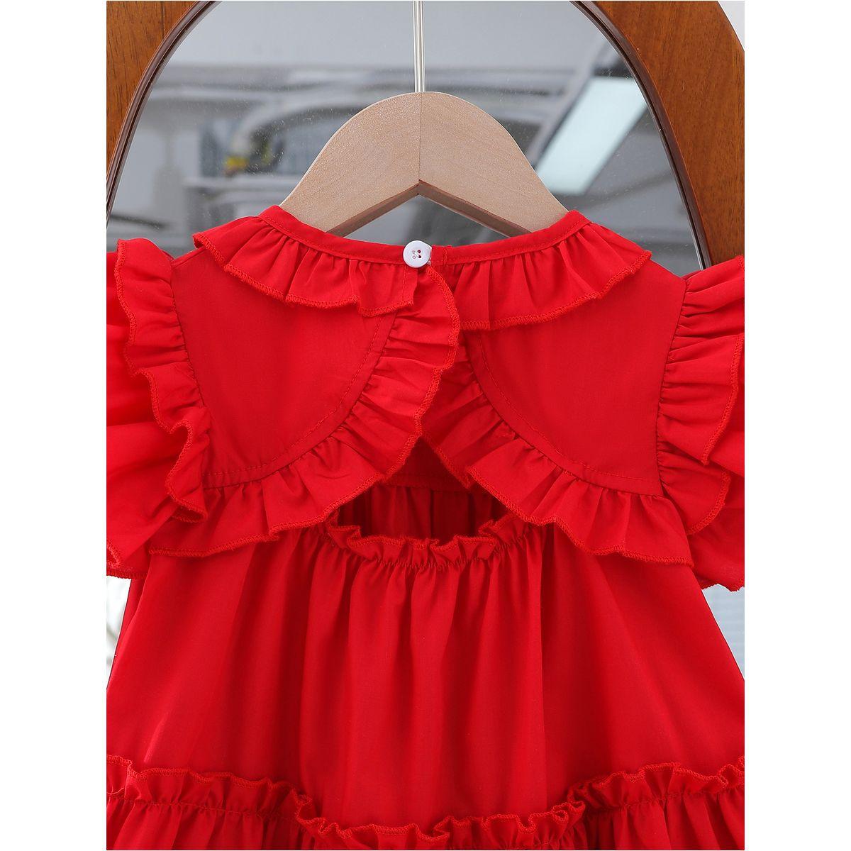 Styli Solid Round Neck Ruffled Dress-girls-clothing-dressesandjumpsuits-image-5