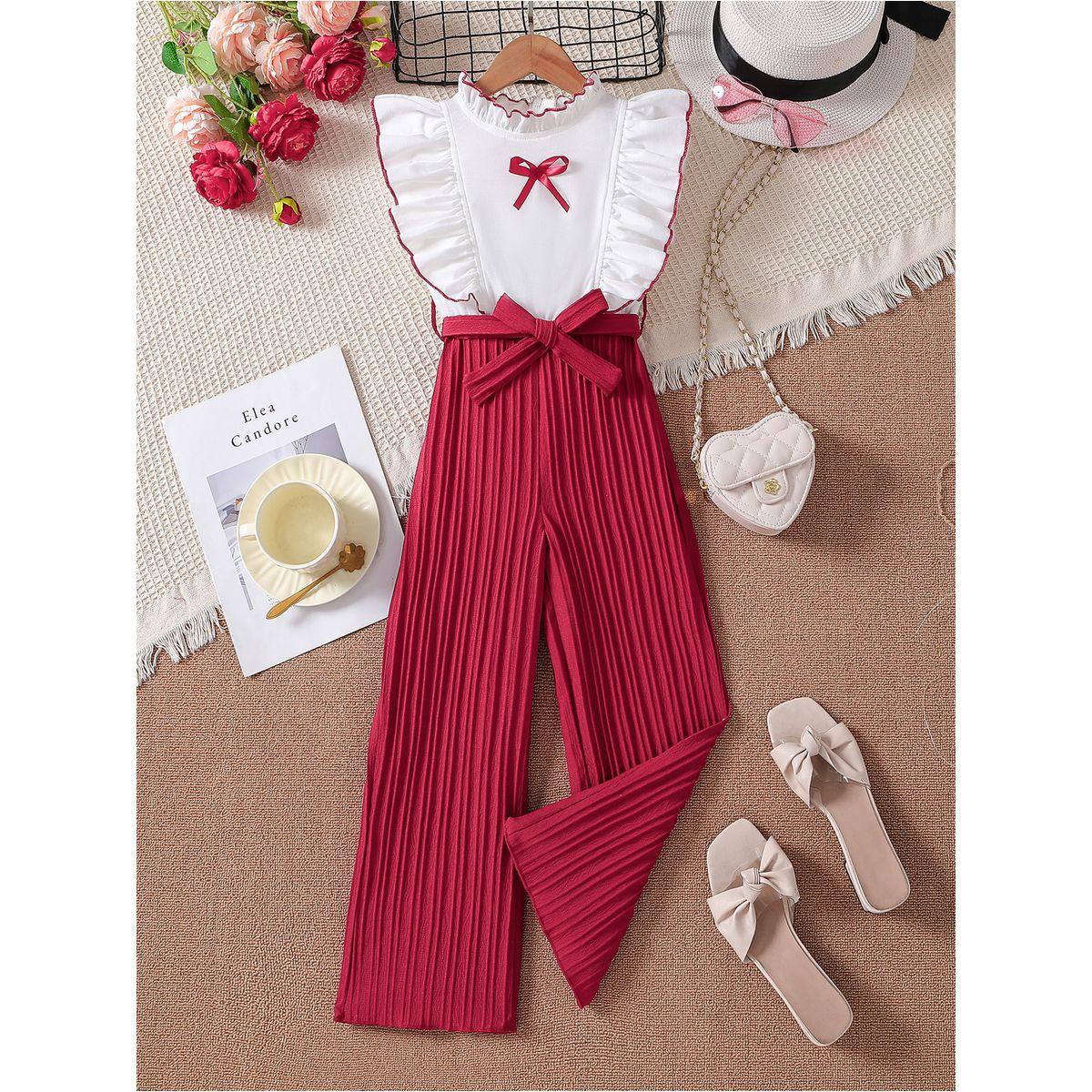 Styli Color Block Bow Detail Wide Leg Jumpsuit-girls-clothing-rompers-image-1
