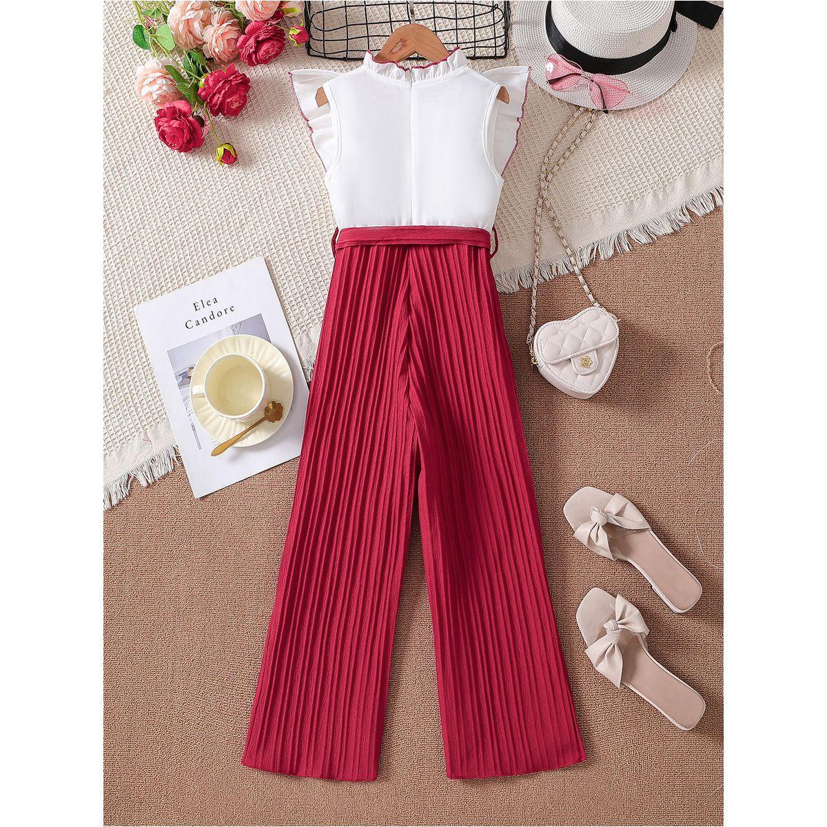 Styli Color Block Bow Detail Wide Leg Jumpsuit-girls-clothing-rompers-image-2