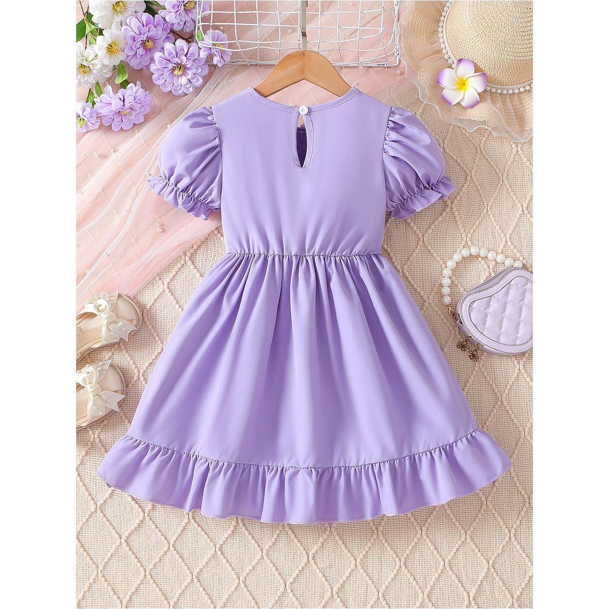 فستان بتفاصيل دانتيل وكشكش مع أزرار-girls-clothing-dressesandjumpsuits-image-2