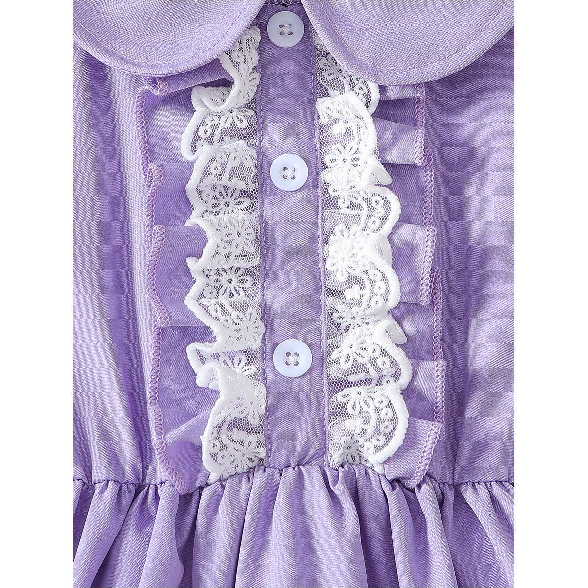 Styli Lace Trim Button Front Dress with Ruffle Hem-girls-clothing-dressesandjumpsuits-image-4