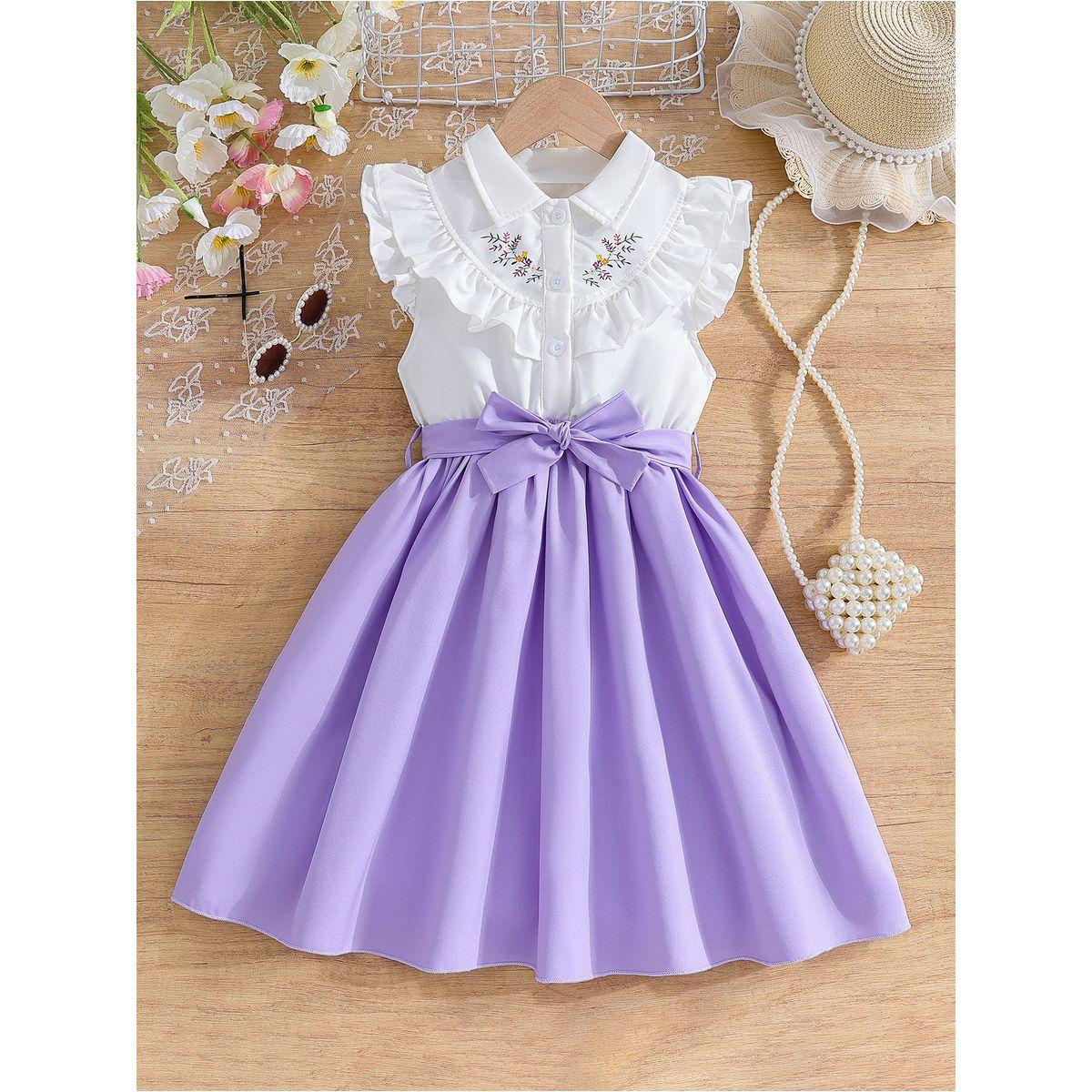 فستان بتفاصيل كشكش مع حزام-girls-clothing-dressesandjumpsuits-image-1