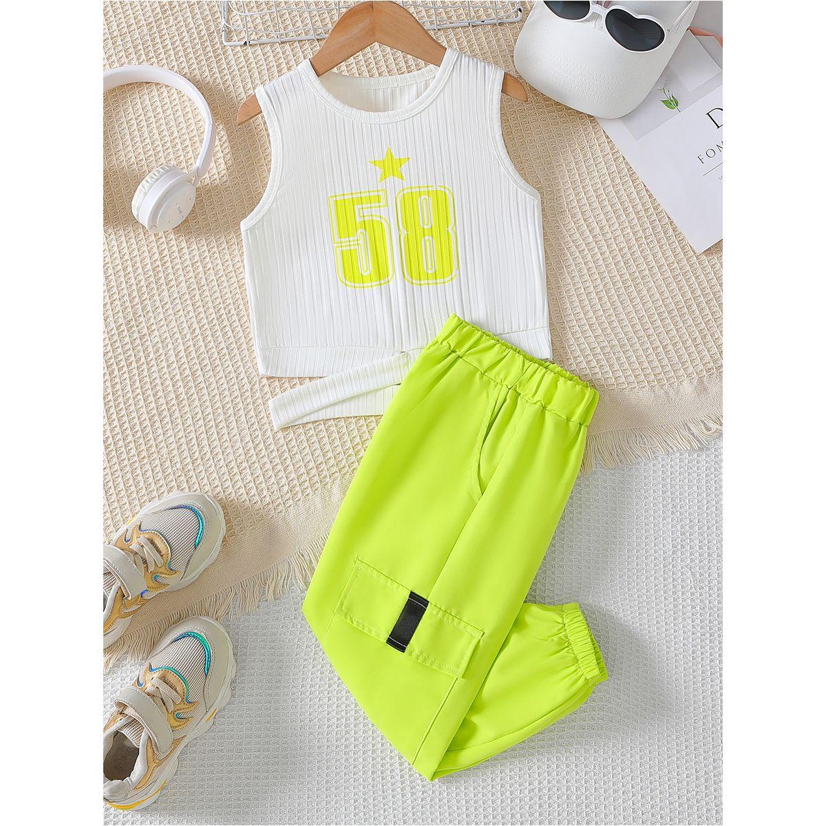طقم من جوغر وتيشيرت تانك بطبعة جرافيك-girls-clothing-setsandcoords-image-1