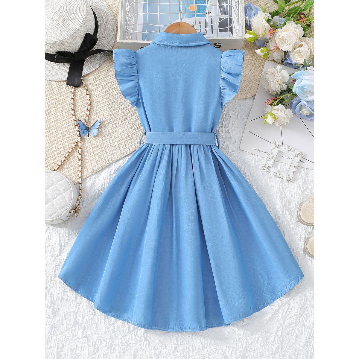 Styli Solid Button Front Belted Dress-girls-clothing-dressesandjumpsuits-image-2