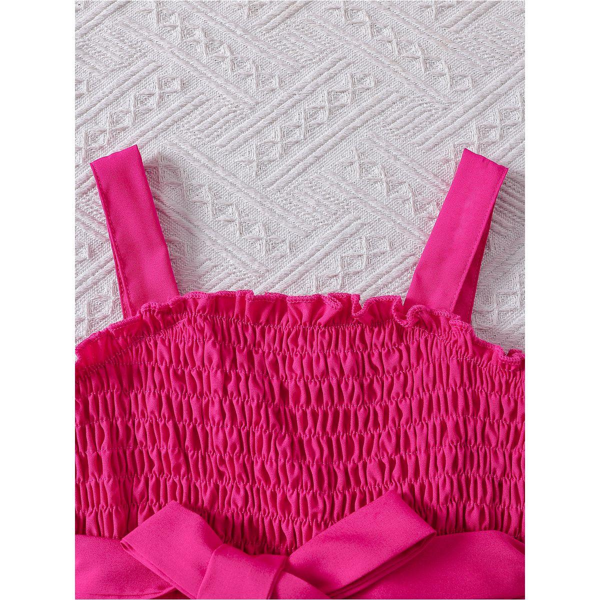Styli Girls Neon Pink Embellished Smocking Detail A-Line Dress-girls-clothing-dressesandjumpsuits-image-3